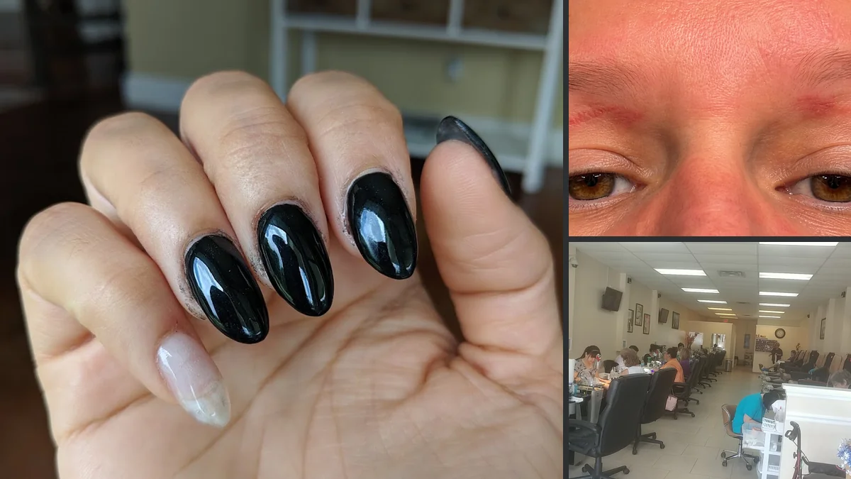 Fresh gel nails under bright salon lighting.