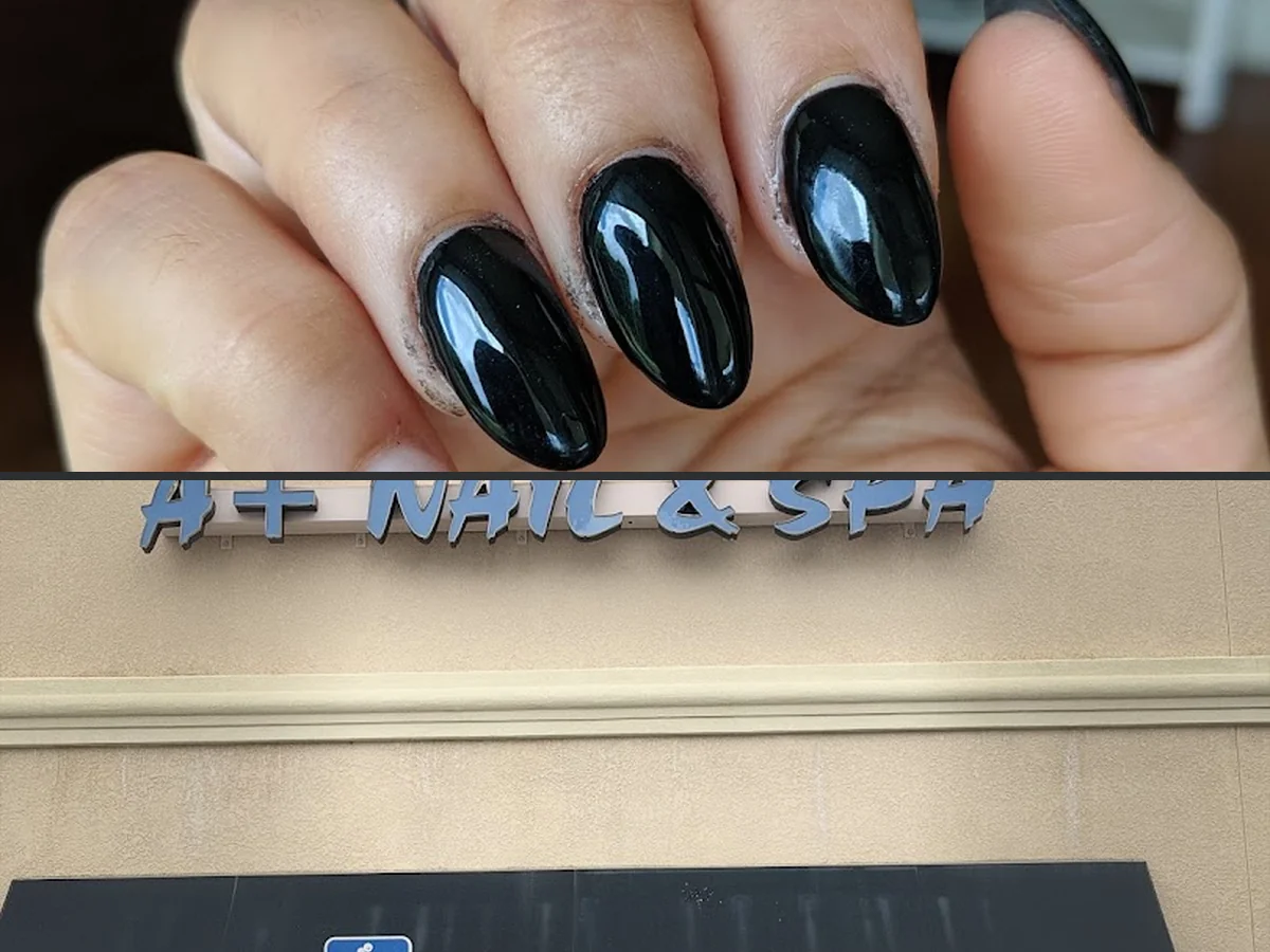 Clean salon station with manicure tools.